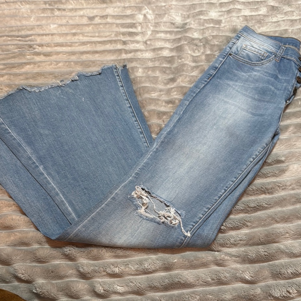 Women's Light Blue Distressed Jeans